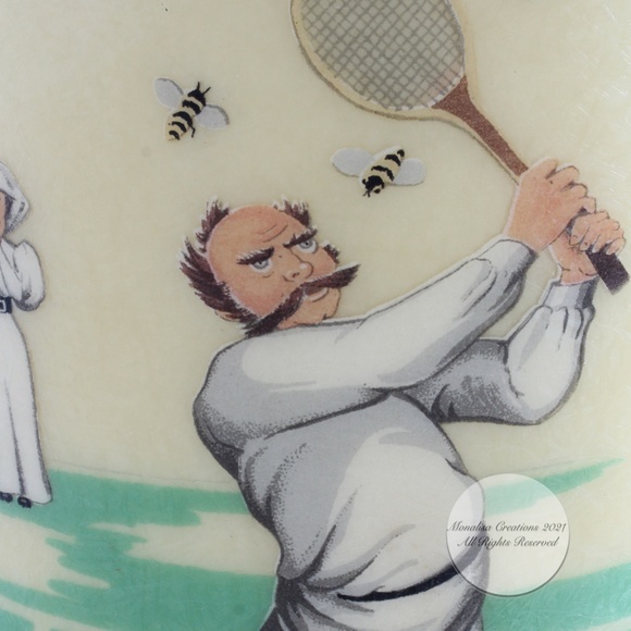 Mid Century Ice Bucket Bacova Guild Hand Made XL Tennis Player Swatting Flies - Picture 4 of 13